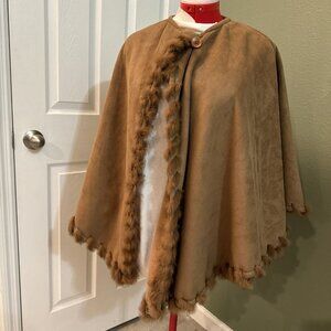 Jones New York Brown Shawl RABBIT FUR Vintage Vtg 90s Y2K Classy Elegant Boujie